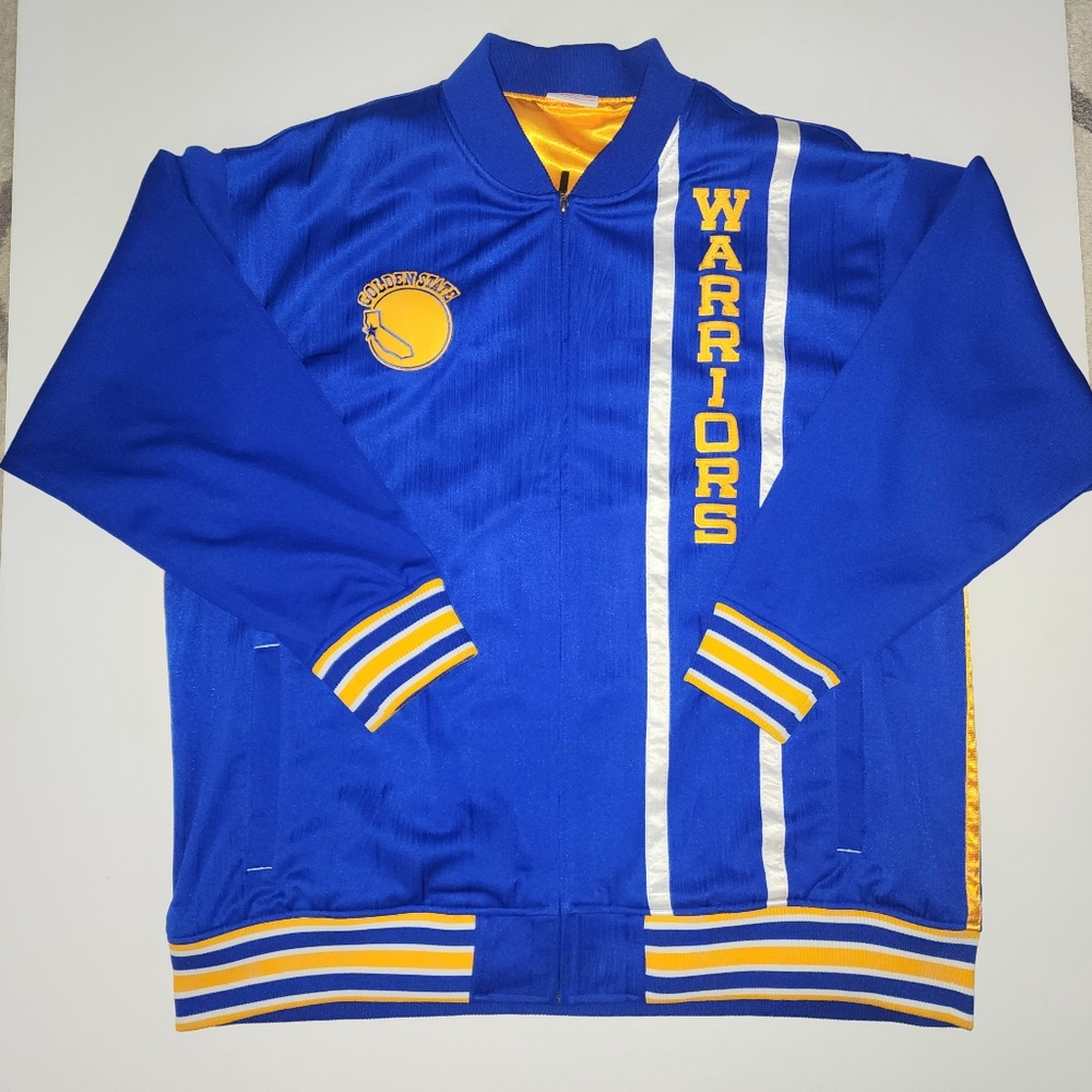 Vintage Mitchell & Ness NBA Golden State Warriors heavy zip up jacket mens 5XL
